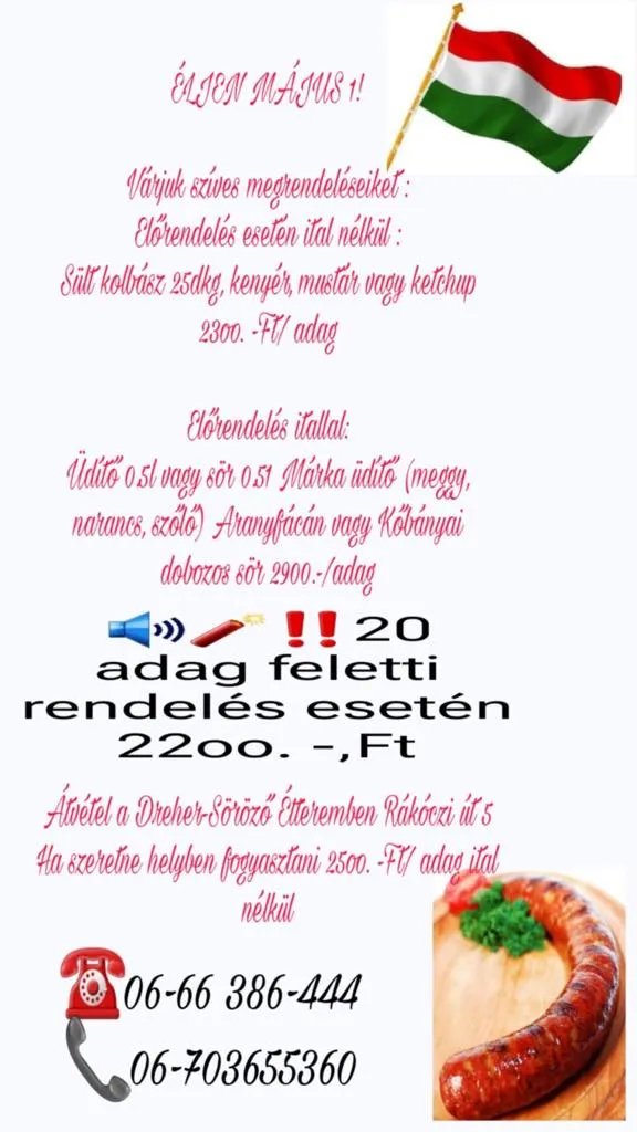 Május 1-i kolbász ELŐRENDELÉS!