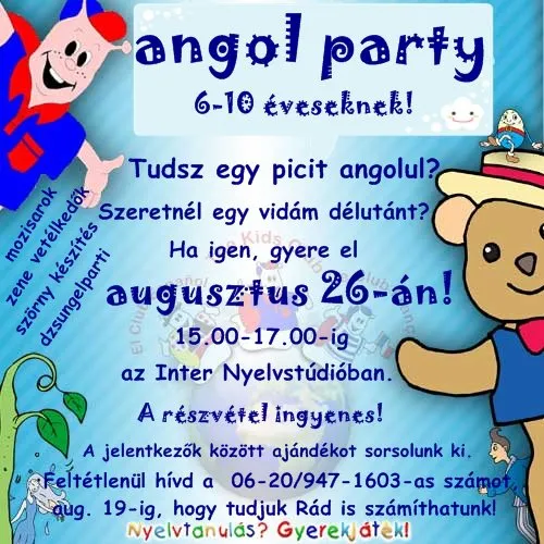 Évnyitó Kids Club angol party