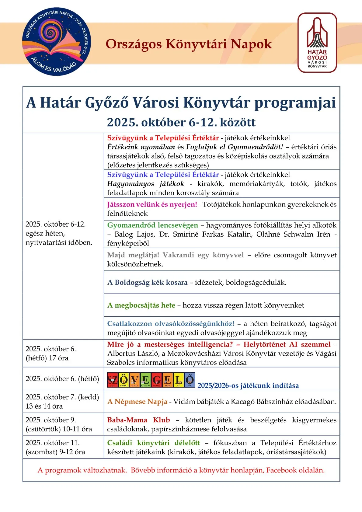 Országos Könyvtári Napok - 2025