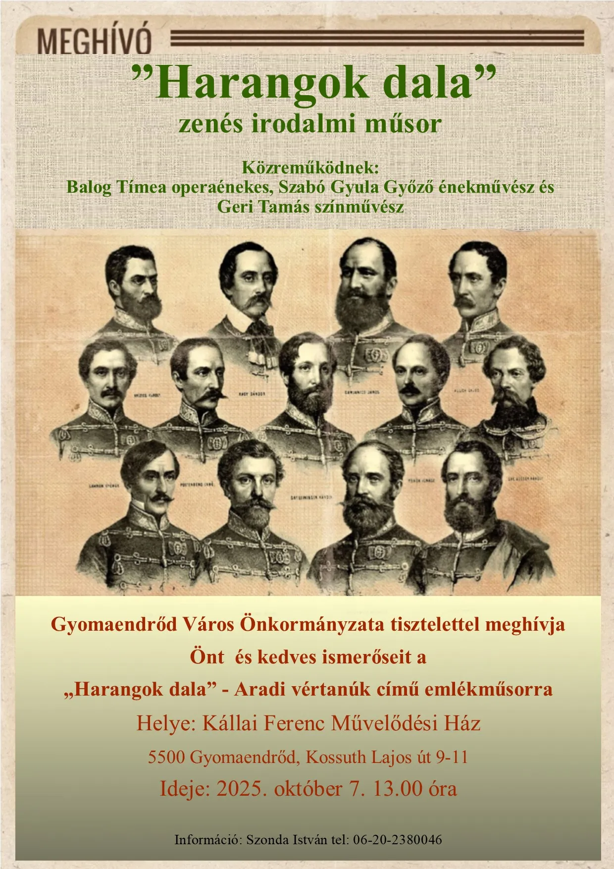 "Harangok dala" - Aradi vértanúk című emlékműsor