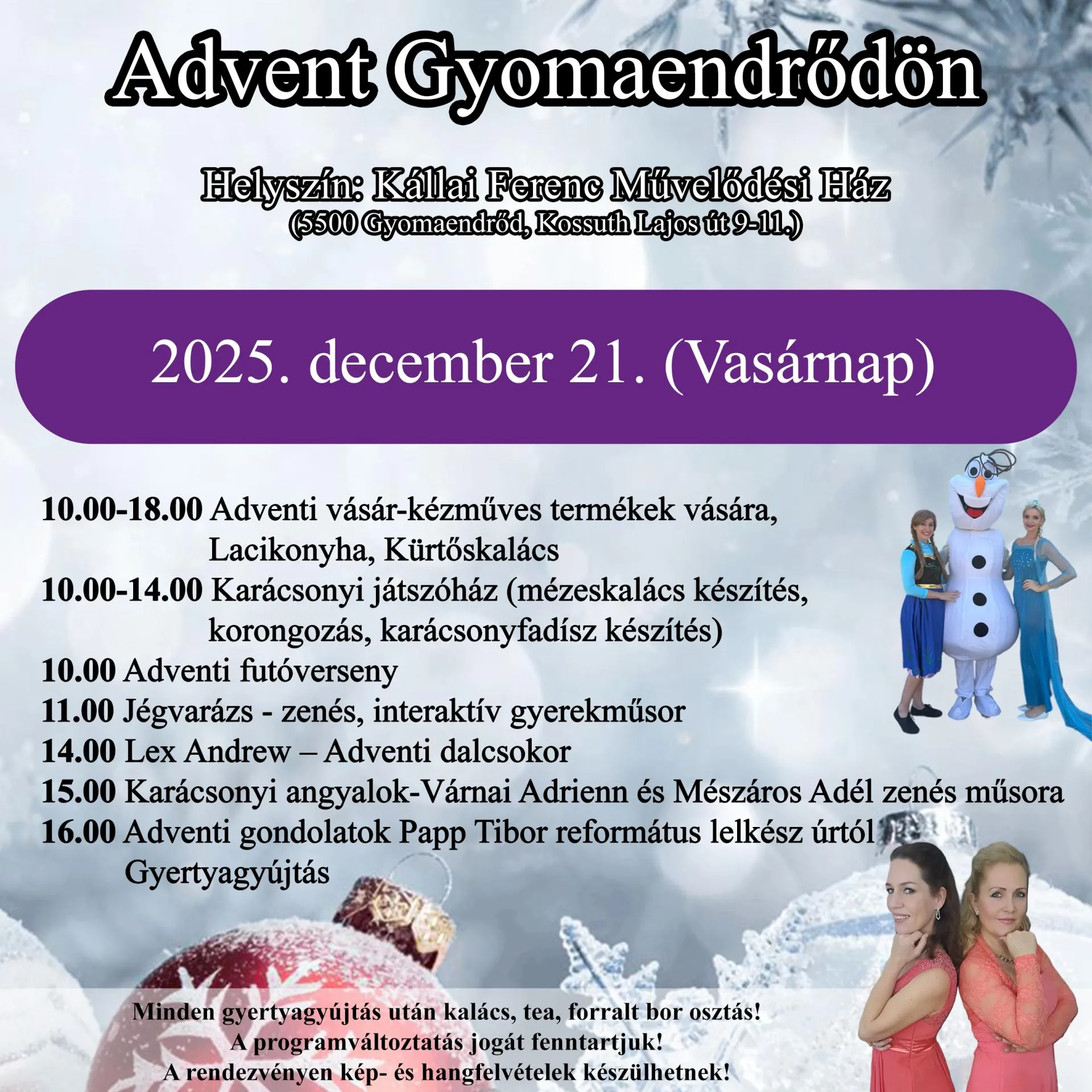 Adventi gyertyagyújtás a városban