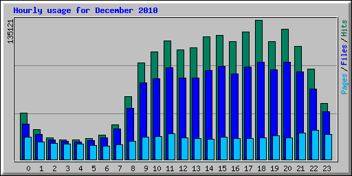 Hourly usage for December 2010