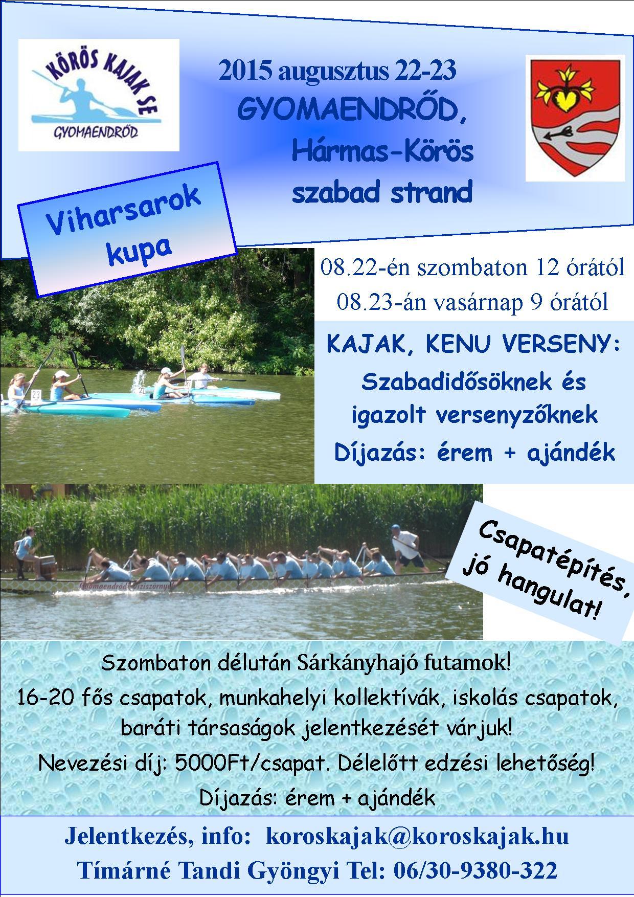 Viharsarok Kupa, kajak, kenu, sárkányhajó népszerűsítő verseny