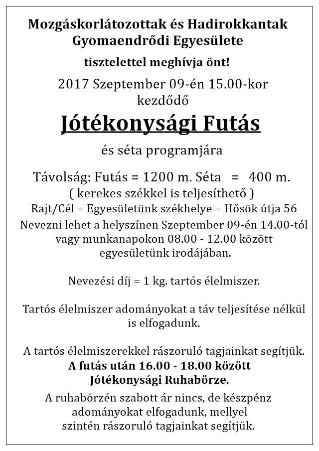Jótékonysági futás és séta program