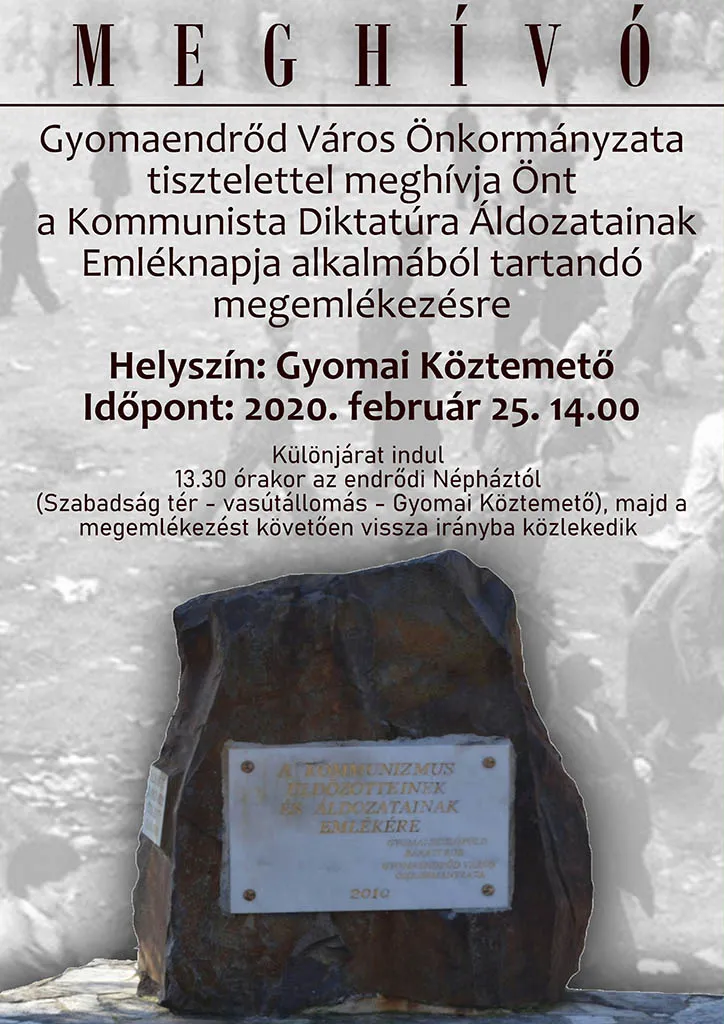 Kommunista Diktatúra Áldozatainak Emléknapja alkalmából tartandó megemlékezés
