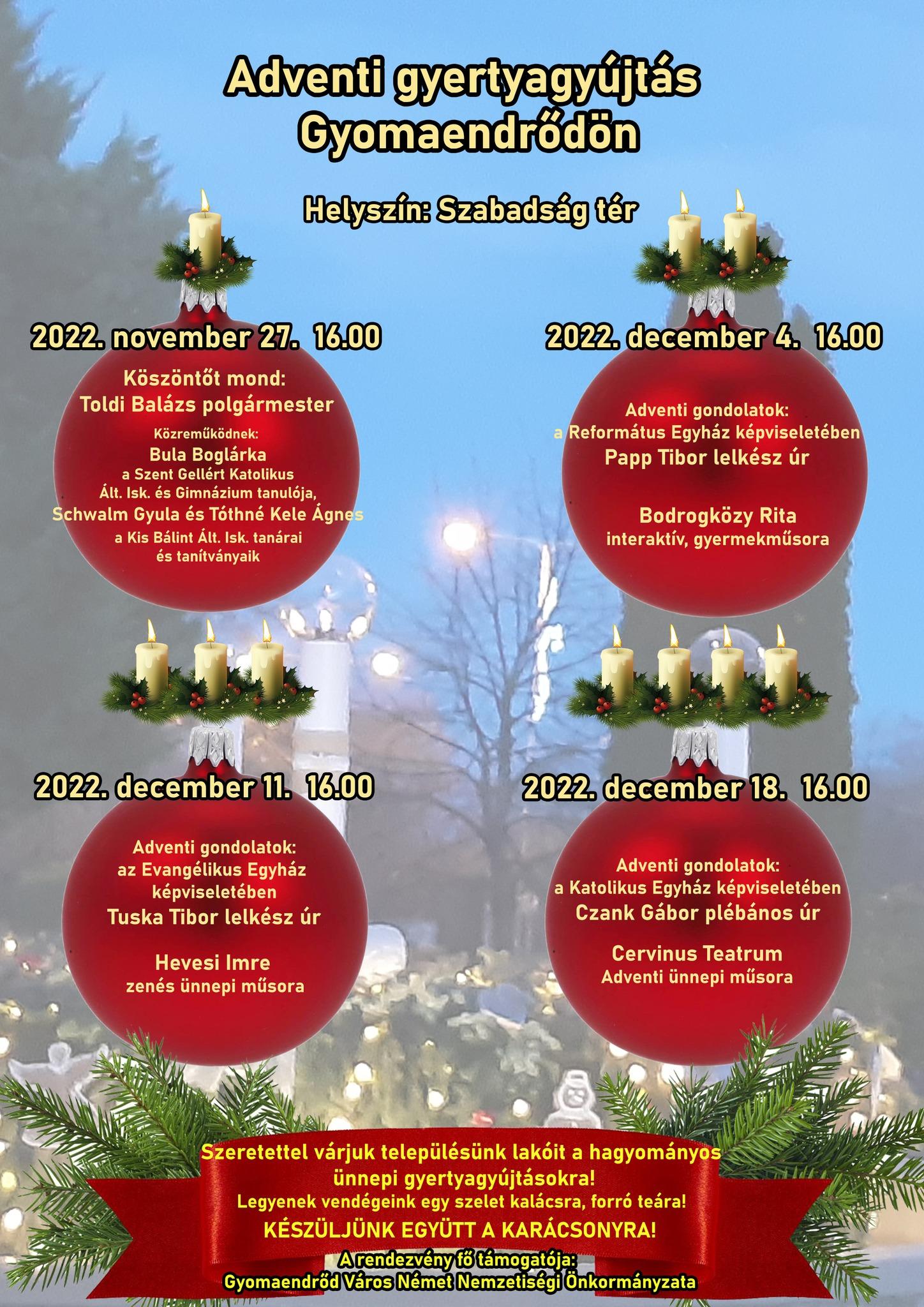 Adventi gyertyagyújtás a városban