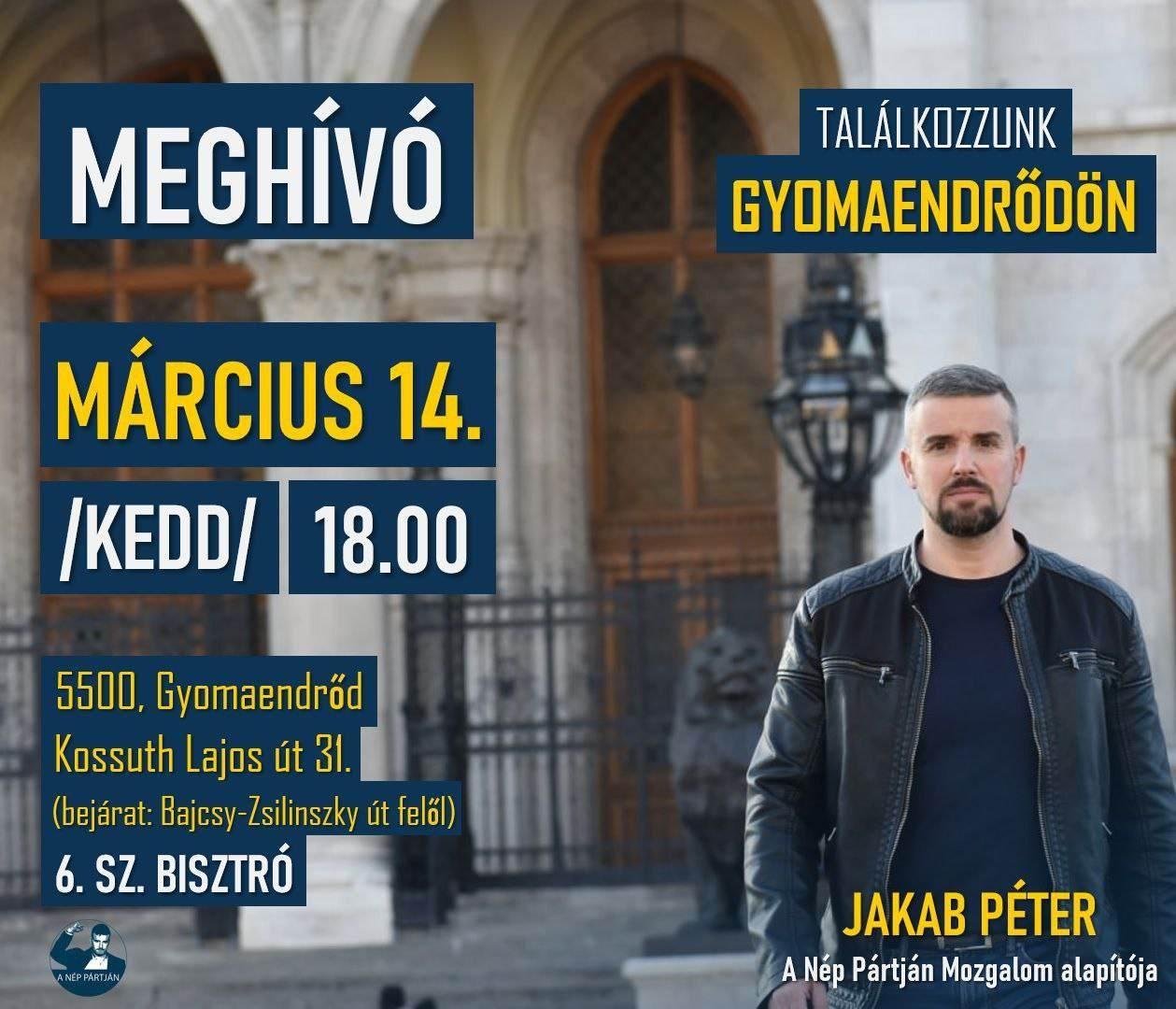 Lakossági Fórum Jakab Péterrel a Nép Pártján Mozgalom alapítója