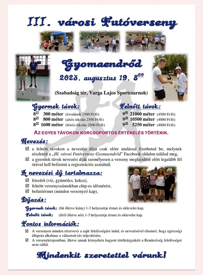 III. Városi Futóverseny Gyomaendrőd