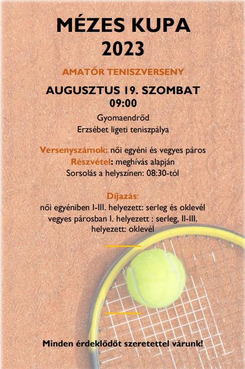 MÉZES KUPA 2023 - Amatőr teniszverseny