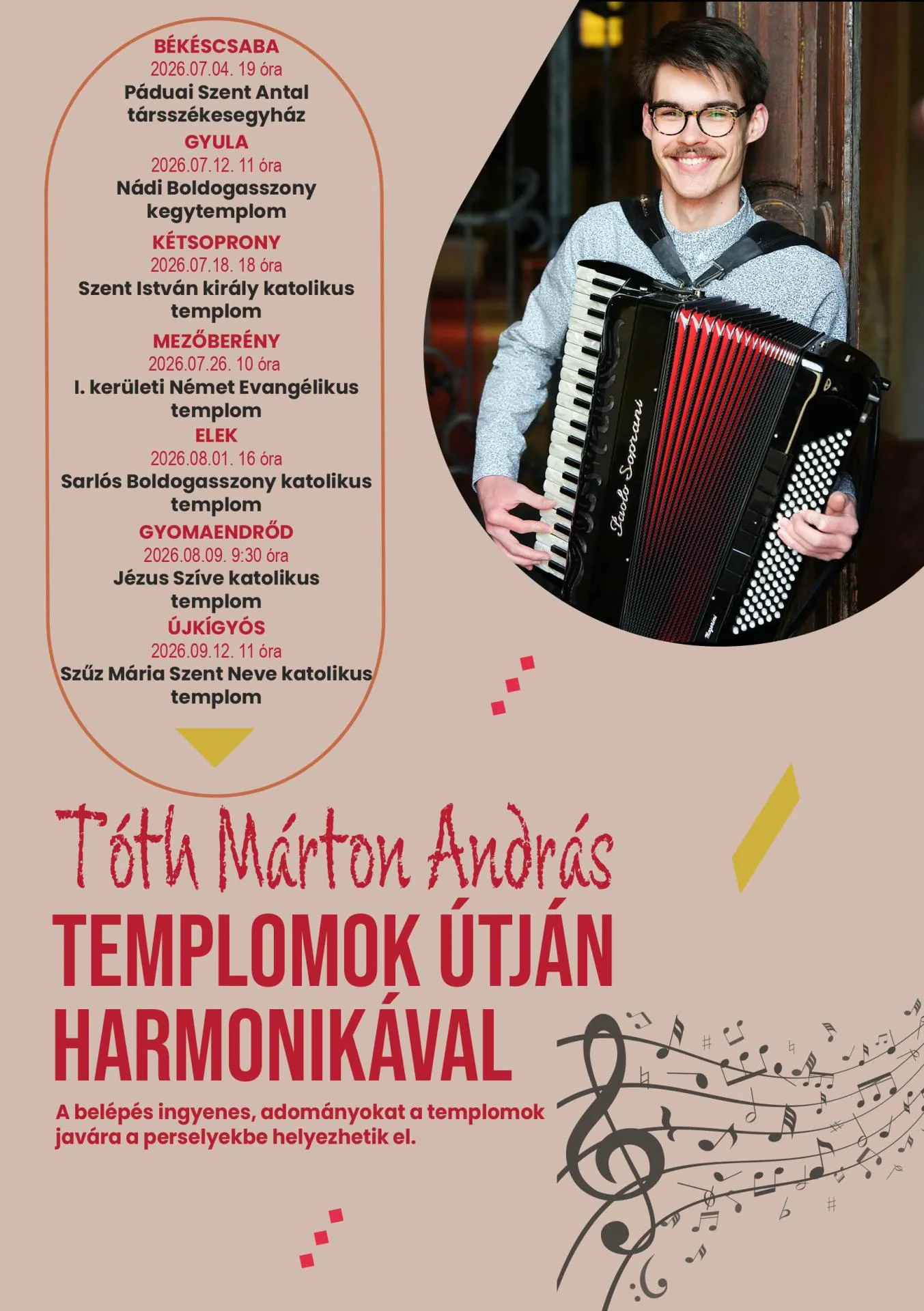 Tóth Márton András - Templomok útján harmonikával koncert